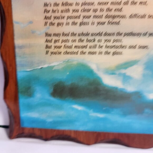 Wood Wall Plaque The Man in the Glass Decoupage Canada Vintage 80s - Picture 3 of 8